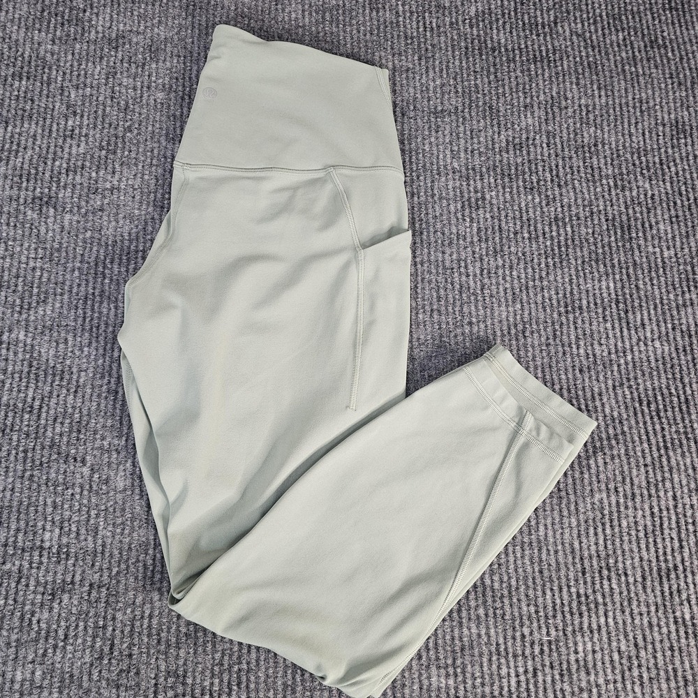 Lululemon Leggings Womens 10 Green High Rise Ankle Pockets Yoga Workout Athletic